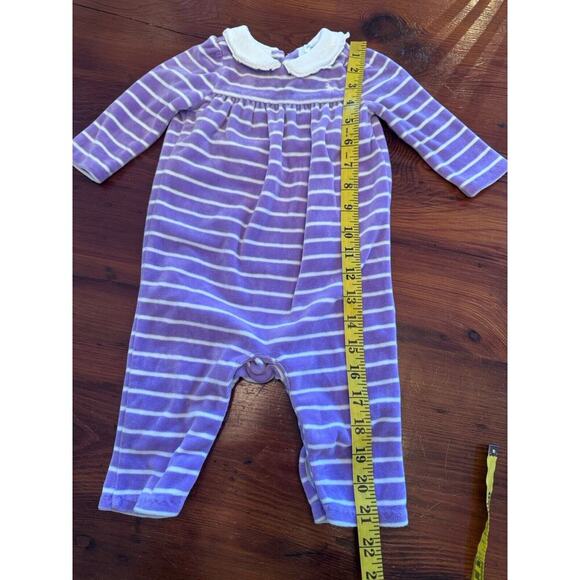 Ralph Lauren Lavender/White Stripe Peter Pan Collar Velour Coverall Baby 6 Mos - Picture 4 of 8